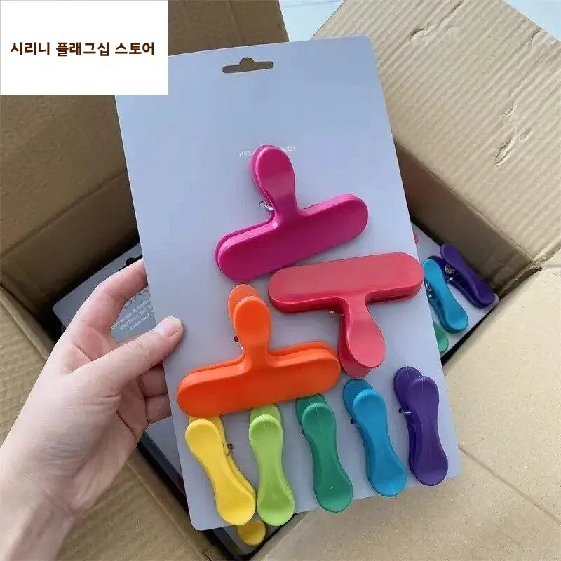 크리 에이 티브 레인보우 밀봉 가방 클립 플라스틱 식품 밀봉 클립 스낵 클램프 8 조각 세트 홈 조직 주방 용품