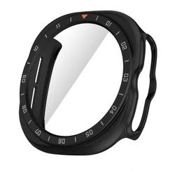 Shockproof Tempered Glass Protective Watch Case - Hard PC Bumper Cover for Galaxy Watch Ultra 2 (Black Gray)