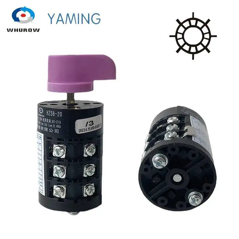 HZ5B-20/3 20A 3P professionnel multi-étape 0-7 positions interrupteur à came rotatif universel Contact argenté fourni en usine