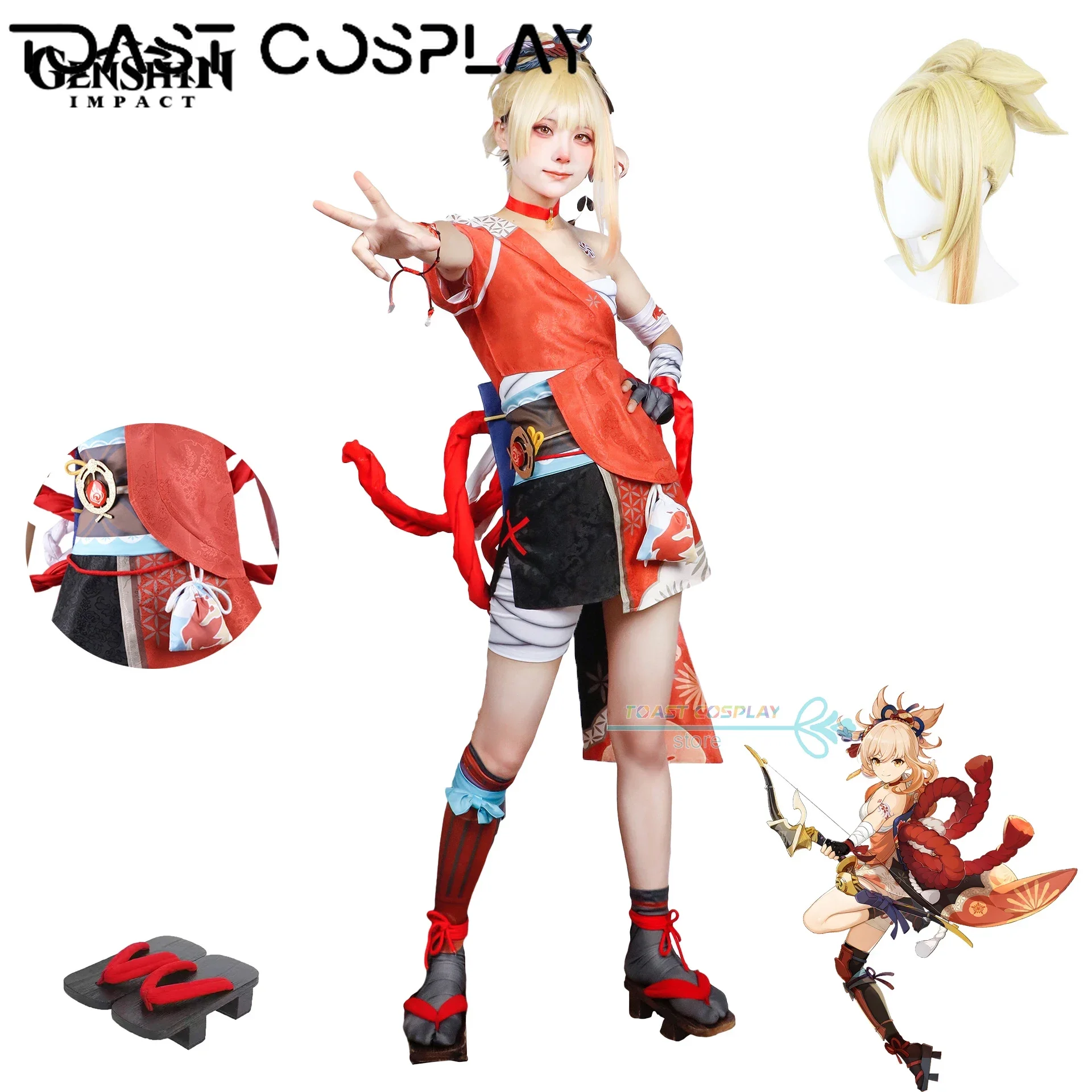 

Yoimiya Cosplay Game Genshinimpact Yoimiya Cosplay Costume Anime Suits Party Costume Wig Shoes Full Set Role Play Outfit