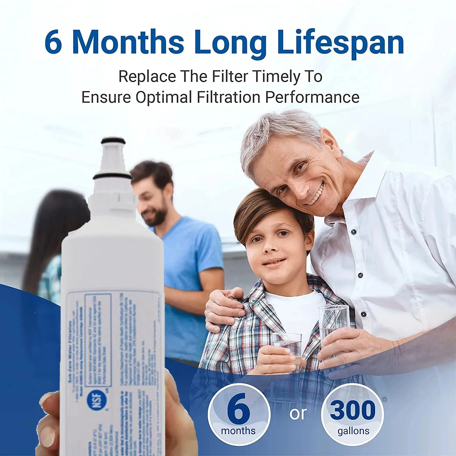 NSF Certified Refrigerator Water Filter Fits Built-In, PRO48, and Integrated Refrigerators, Sub-Zero 4204490, 4290510, F1000