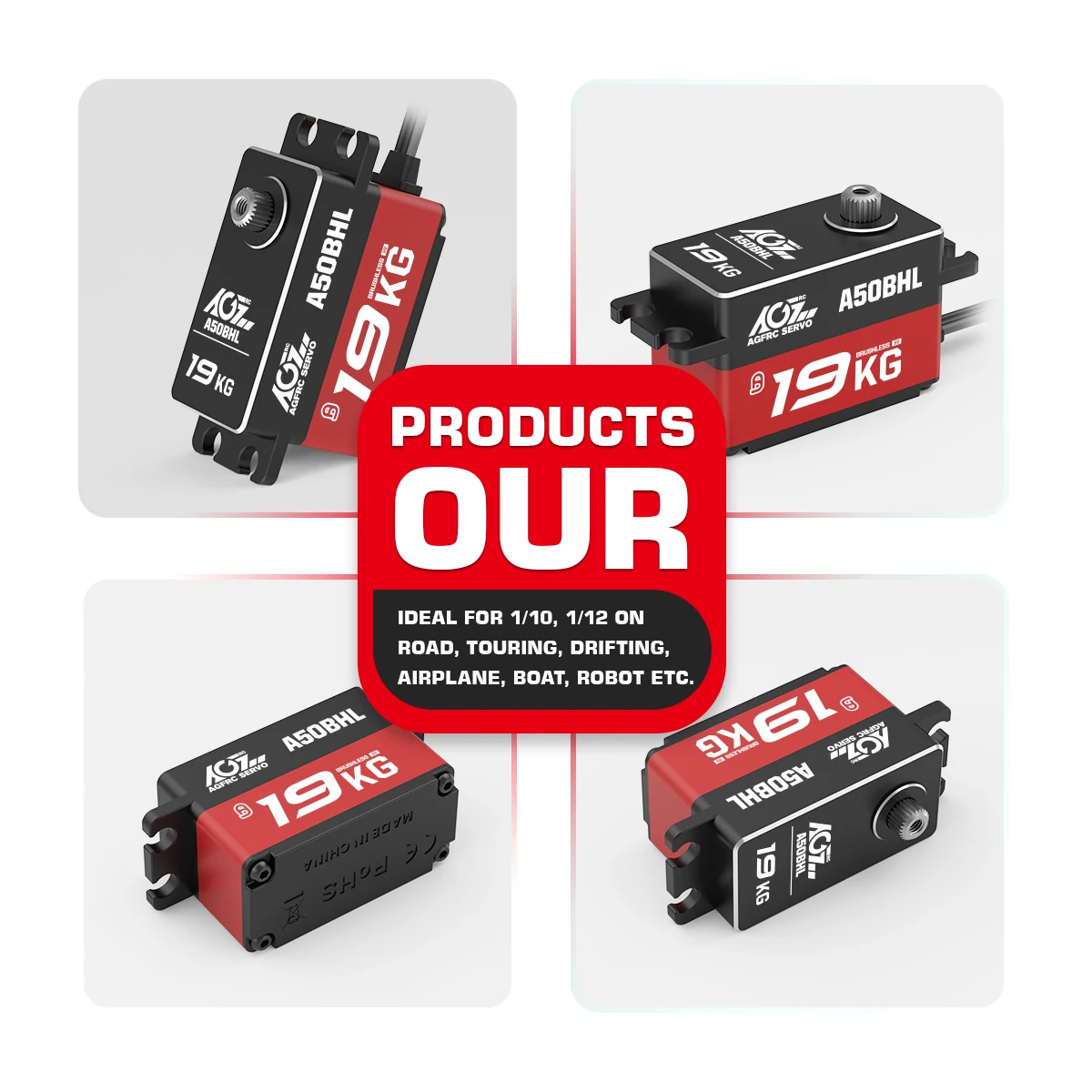 AGFRC Low Profile A50BHL A50CHM Programmable 19KG 18KG Brushless Coreless Digital Standard RC Servo For 1/10 RC Drift Car Truck