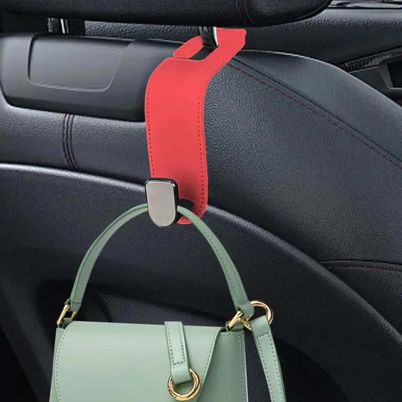 

Vehicle Headrest Hooks Universal Auto Storage Hanger PU Leather Material Vehicle Storage Supplies for Coats Bags and Umbrellas