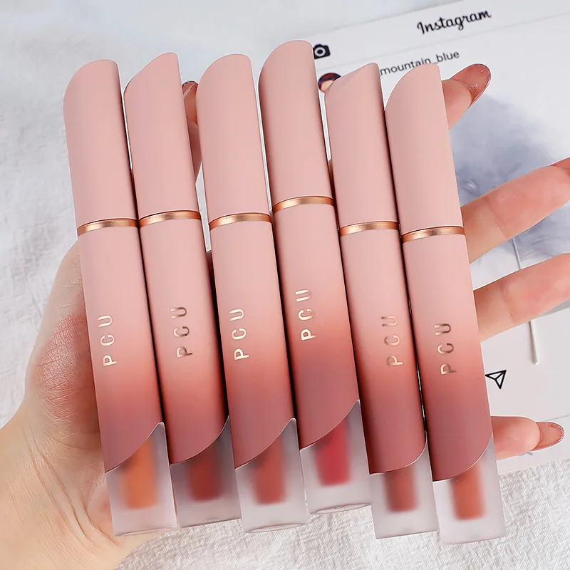 1pcs liquid lipstick, fog free, cup white, matte, lip mud, lip and cheek dual-use powder blusher lipstick 6 colors are available 2