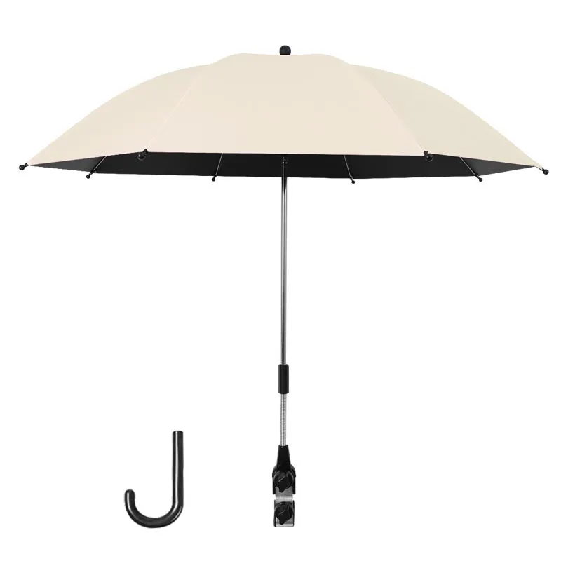 2-in-1 UV Protection Baby Stroller Umbrella with Clamp Universal Sunscree Rainproof Stroller Cover Umbrella Stroller Accessories