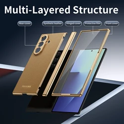 Premium Solid Color Phone Case with Screen Protector and Hinge Guard for Enhanced Durability and Comfort (Gold)
