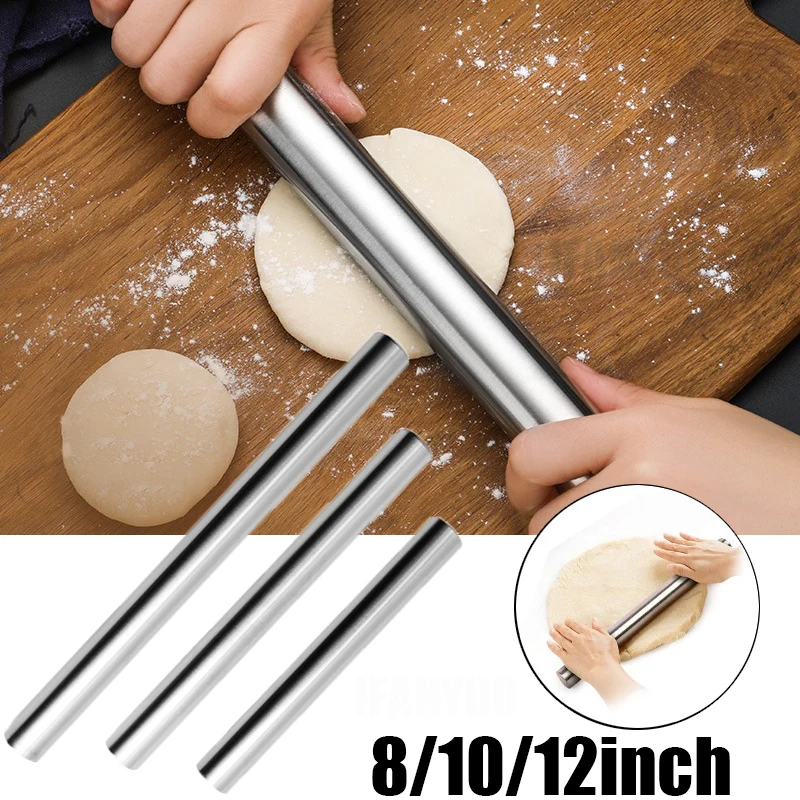 8/10/12inch Stainless Steel Rolling Pin Non-Stick Rolling Roller Dough Bake Dumpling Skin Pizza Pastry Embossed Kitchen DIY Tool 8/10/12inch Stainless Steel Rolling Pin Non-Stick Rolling Roller Dough Bake Dumpling Skin Pizza Pastry Embossed Kitchen DIY Tool