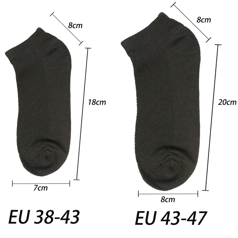6 Pairs Breathable Men's Socks Short Ankle Elastic Solid Color Mesh High Quality Cotton Business Unisex Sokken Plus Size EU38-47