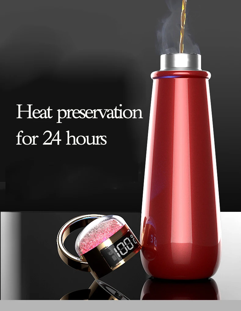 Temperature display water bottle creative gift intelligent thermos cup large capacity LED temperature display water cup logo