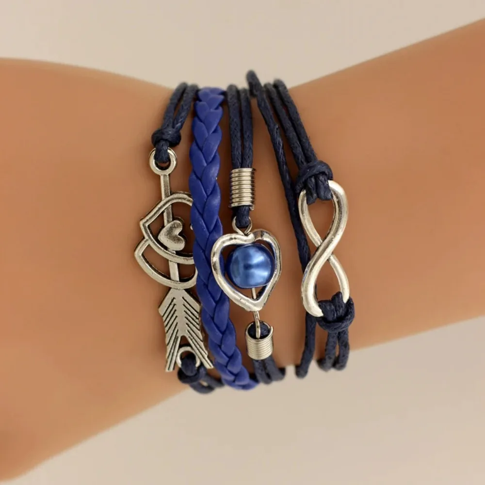 Leather Bracelets For Women SUMENG Brand Wrap Infinity Love Heart Pearl Friendship Antique Charm Bracelet