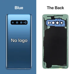 Enhanced Battery Glass Back Cover Housing with Camera Lens, Rear Door Case Panel Parts (S10Plus Blue)