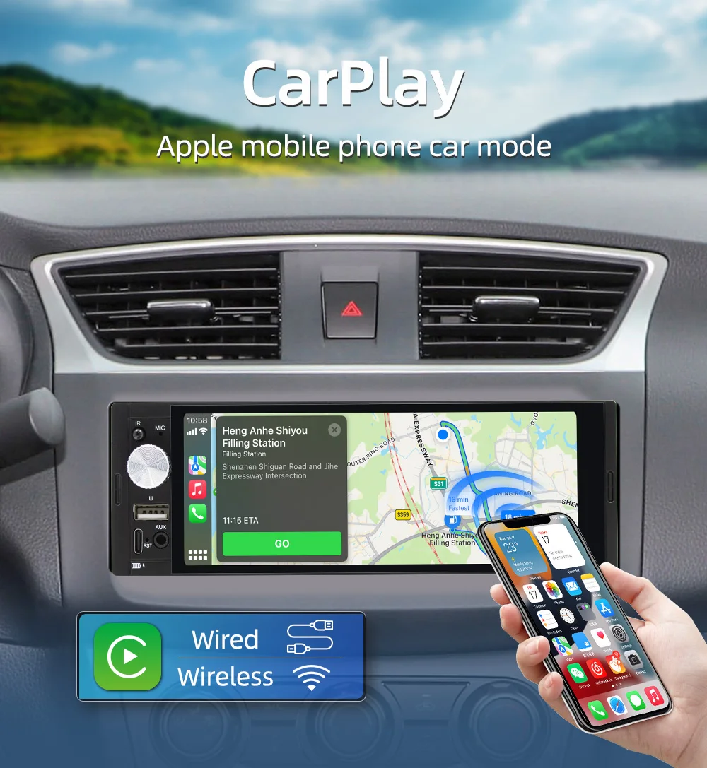 BQCC F6031W 6.36" IPS Car MP5 Player FM AUX TYPE-C USB RDS Radio Mirrorlink BT wireless Android AUTO/ CarPlay Car Stereo car multimedia player car radio car radio player car music player mp3 music player