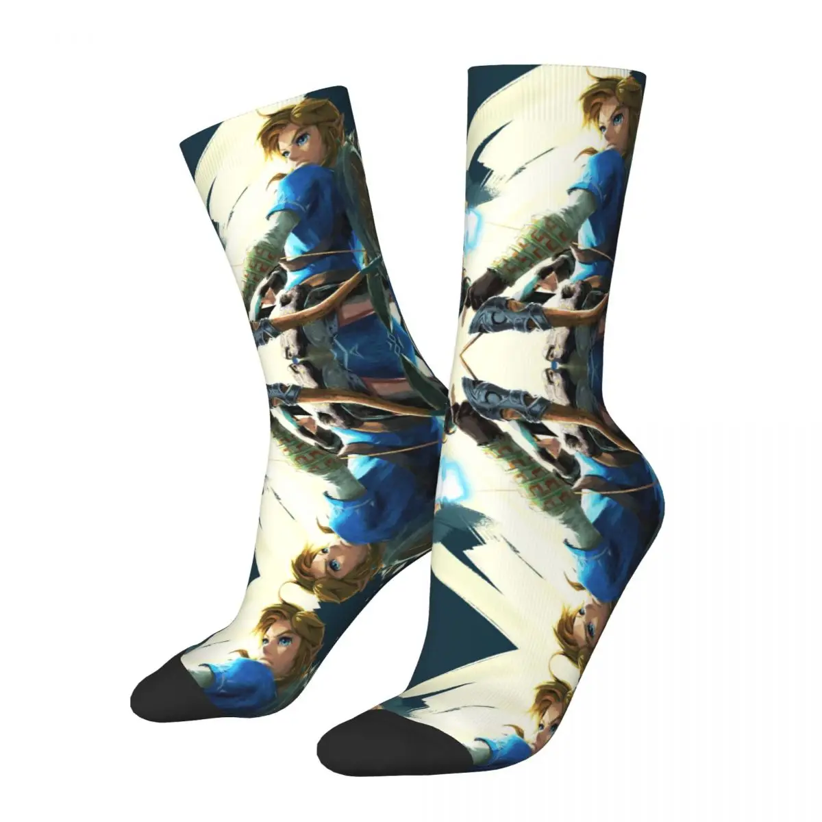 Funny Happy Breath Of The Wild-1 Calzini Da Uomo Vintage Harajuku Z-Zelda Hip Hop Novità Casual Crew Crazy Sock Gift Stampato