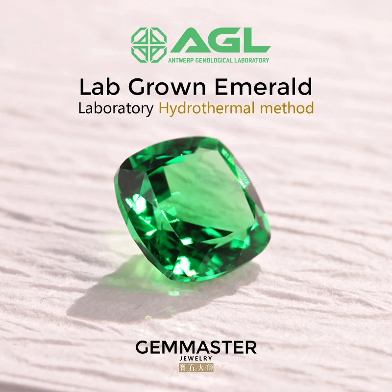 Cushion Lab Grown Emerald Colombian colors With AGL certificate VVS VS Loose Emerald 1ct 3ct Hydrothermal method Lab