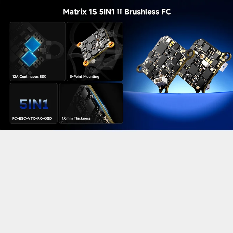 BETAFPV Matrix 1S ​​Бесщеточный контроллер полета 5IN1 V2 Модернизированный непрерывный регулятор скорости 12A для Air65/75 II FPV Аксессуары для дронов thumbnail 2