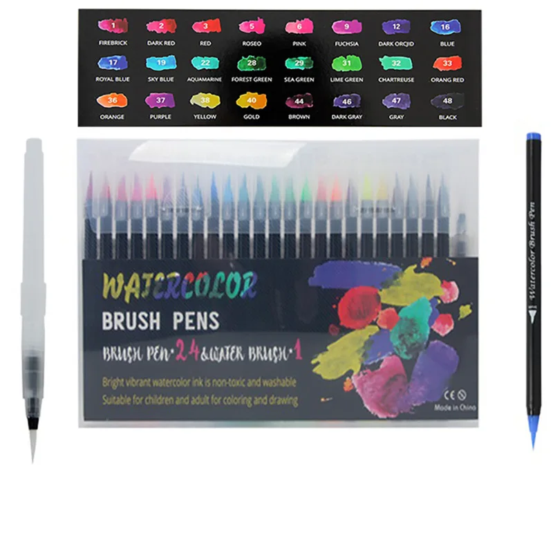 12-120 Colors/box Watercolor Pens , Fine Tip & Flexible Brush Pen Tip, Water  Based Markers For Adult Coloring Manga Calligraphy - AliExpress