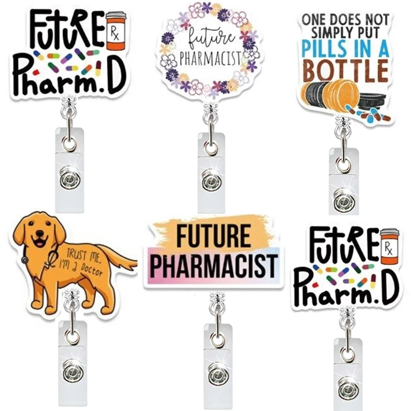 Pharmacy Badge Reel Funny, Pill Botte Badge, Pharmacist Badge Reel