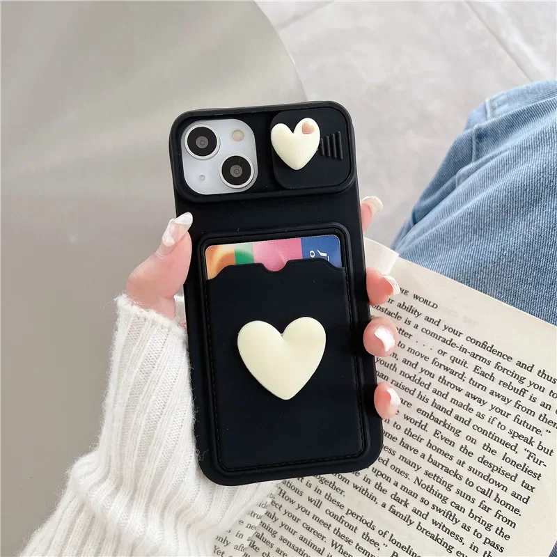 thumbnail image 1 of Simple Love Silicone Wallet Card Case For iPhone 15 14 13 12 11 Pro Max 7 8 Plus Case, 1 of 4