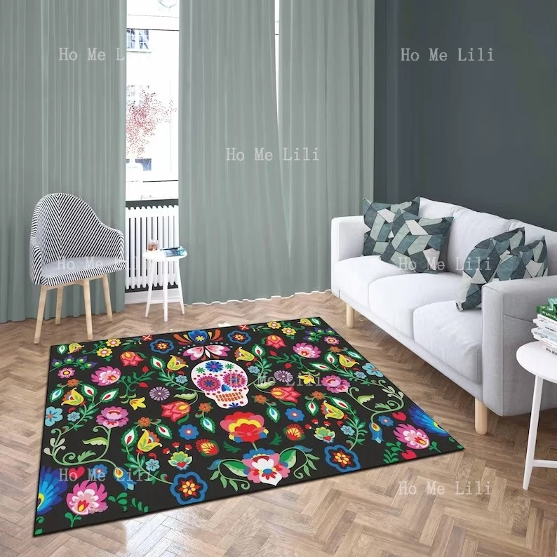 

Gothic Flower Skeleton Carpet Gothic Decorative Flower Mat