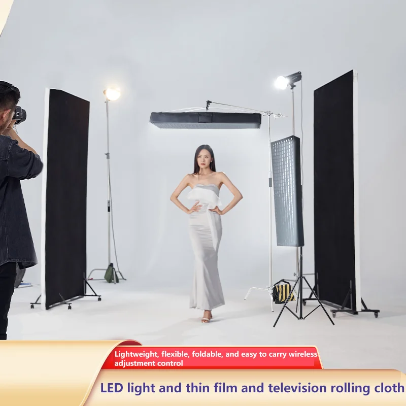 

YB Rolling Cloth Lamp 150W 200W LED Photography Fill Light CCT 3200-5600K 97Ra Light For Live Broadcast Video Shooting