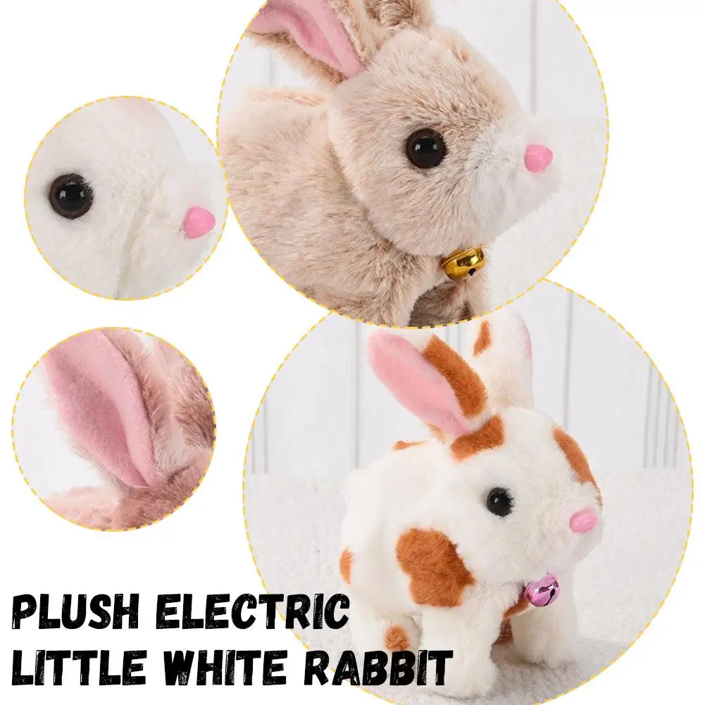 Plush Electric Little White Rabbit Simulation Pet Can Long-haired Shake Mouth Bark Ears Move Its Walk And Toy Rabbit Pet It V8D8
