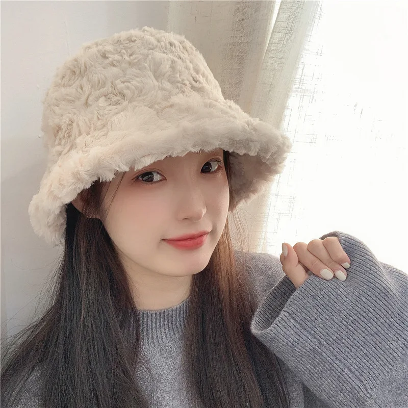 여성용 두꺼운 귀 워머 버킷 모자, 여아용 단색, 포드 플러시 파나마 캡, 야외 방한 대야 모자, 가을, 겨울, 신상