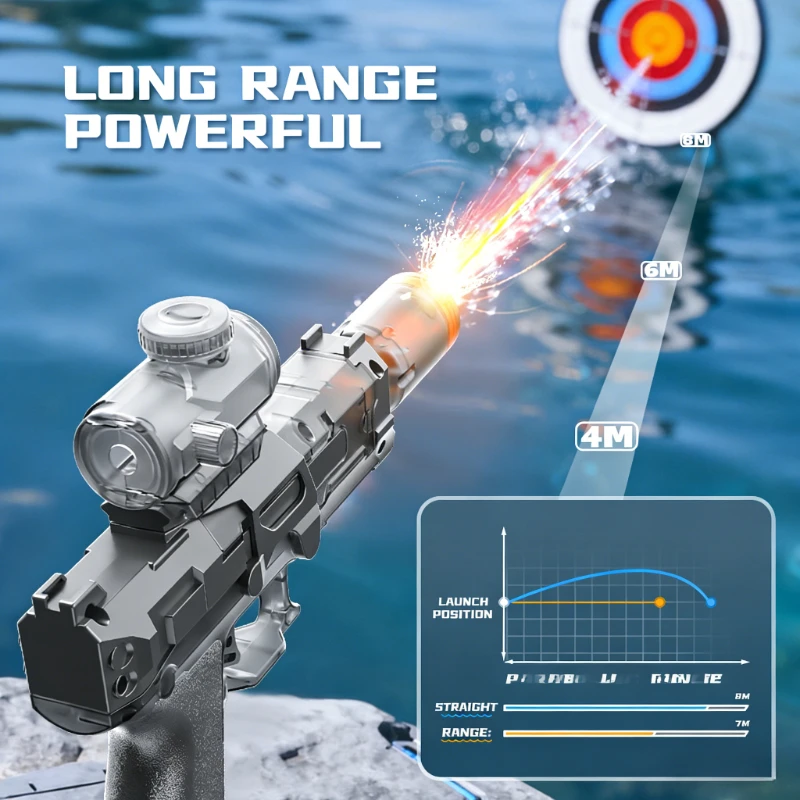 LED 조명이 있는 어린이용 전동 물총, 자동 센서 물총, 여름 야외 게임 장난..