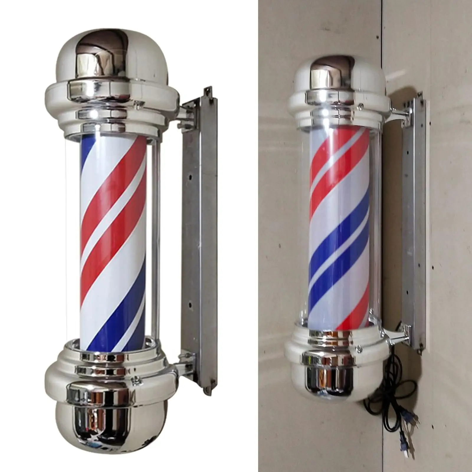 Rotating Barber Pole Lights LED Strips Night Lights Wall Mounted Hair Salon for Indoor Hairdressing Window Street