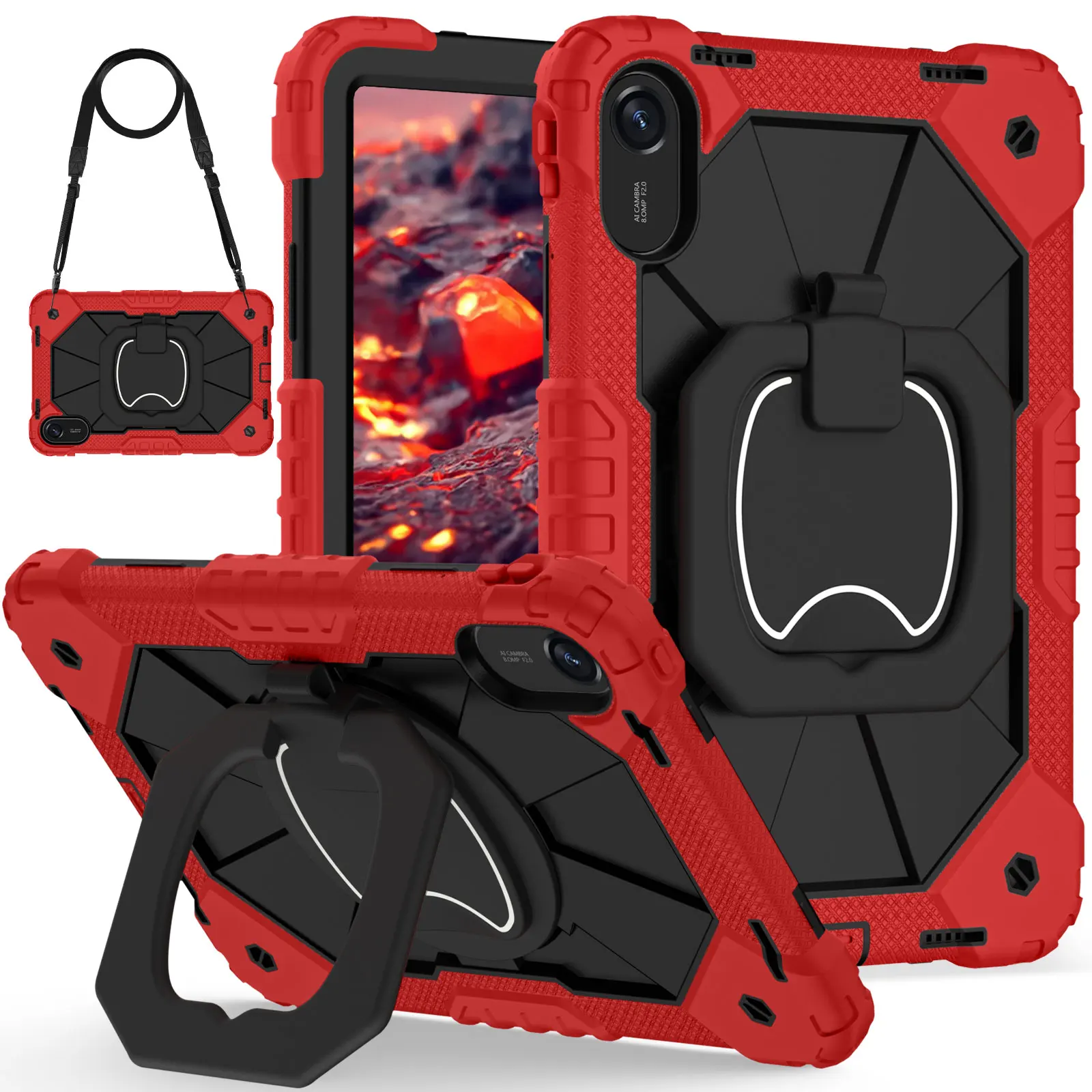 Heavy Duty Shockproof Rotating Stand Case with Shoulder Strap