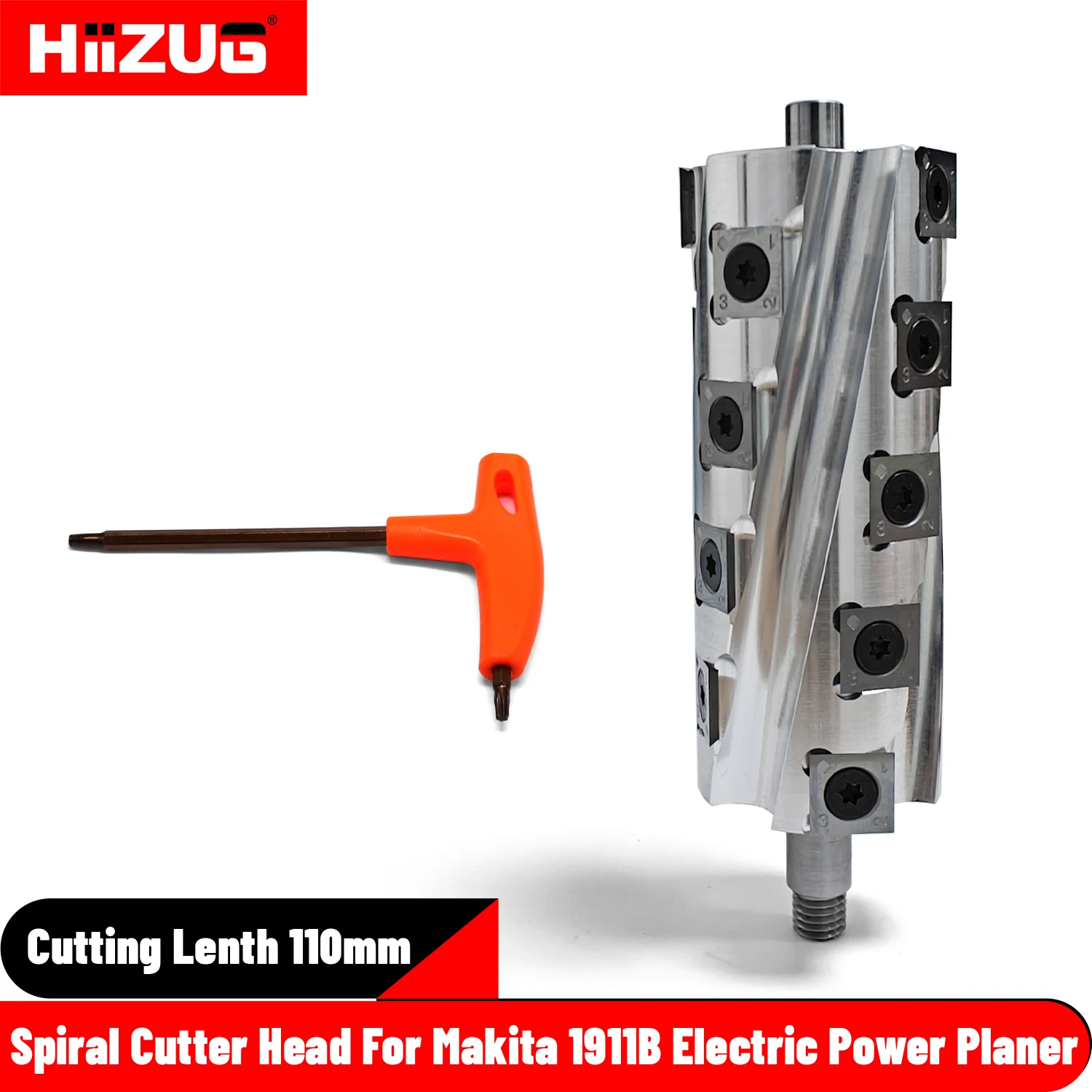Makita 1911B Planer Helical Spiral Cutter Head 110mm Cutting Length with 18Pcs Carbide Inserts for Makita Woodworking Planer