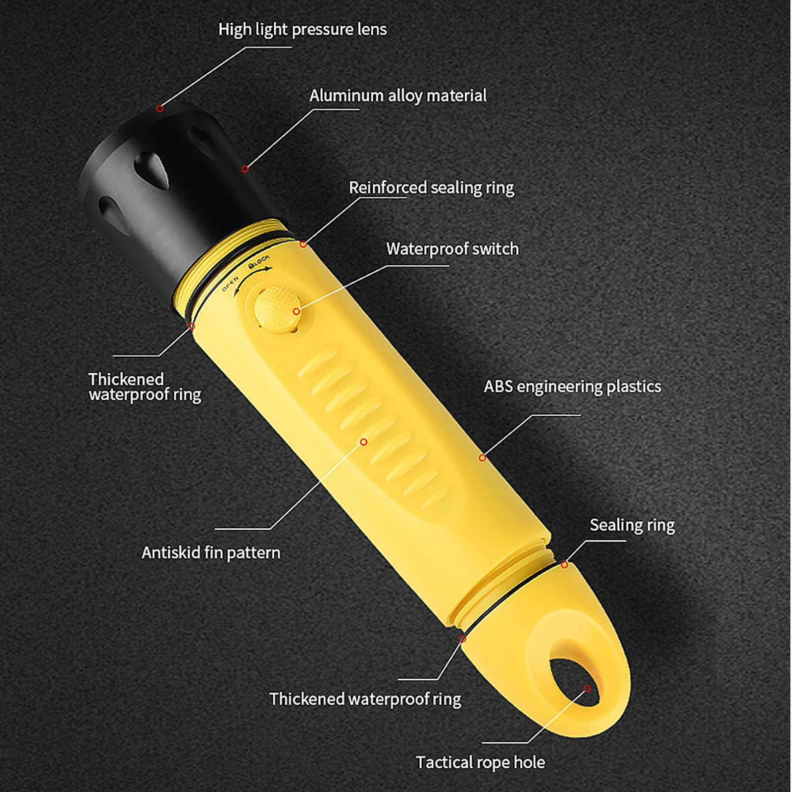 Description Picture 5 of itemL2 Scuba Diving Flashlight Stepless Dimming LED IPX68 Underwater 100 Meters Diving Light With Built-in 15000mAh Rechargeable