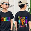 Cartoon Sprunki character printed kids T-shirt pure cotton short-sleeved black cartoon top for boys 3