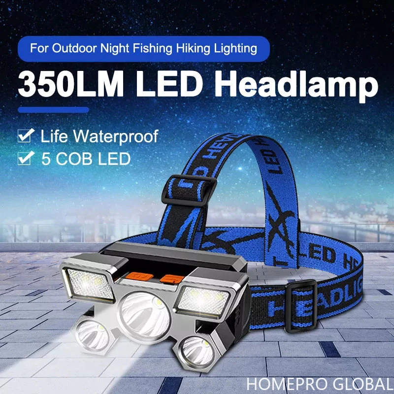 Rechargeable Five Led Headlight Flashlight For Fishing Led Headlamp