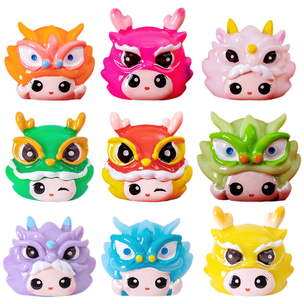 

9 Pcs Micro Landscape Ornament Models Flowerpot Decor Planter Desk Bonsai Resin Grass Dragon Outdoor