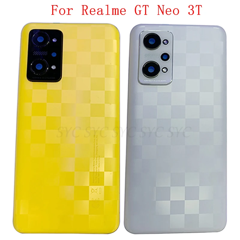 

Крышка батарейного отсека, задняя крышка для Realme GT Neo 3T, задняя крышка с объективом камеры, запчасти для ремонта логотипа