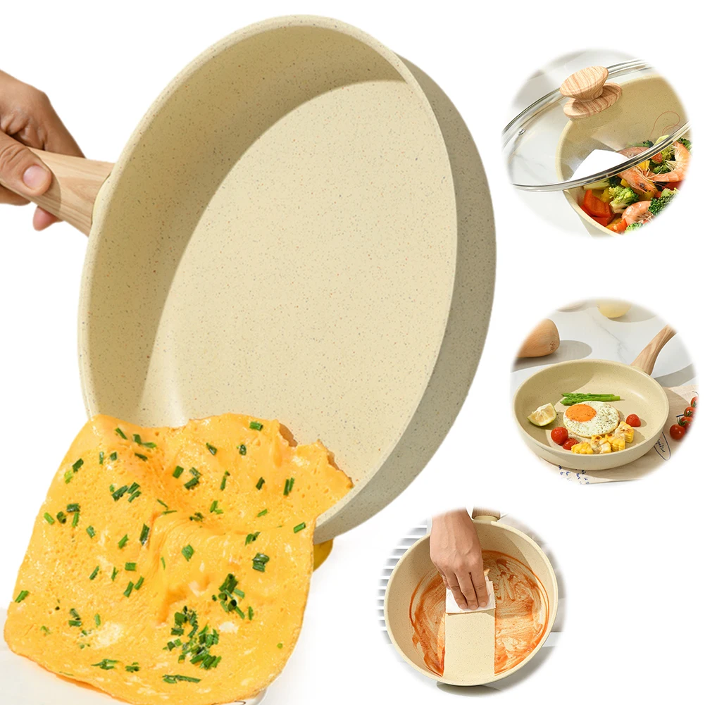 Nonstick Iron Frying Pan Skillet with Lid for Eggs and Omelets