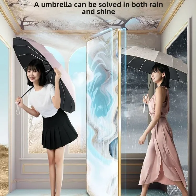 Fully automatic 24 bone men's and women's folding sun protection and UV protection folding sun umbrella（There is no box.）