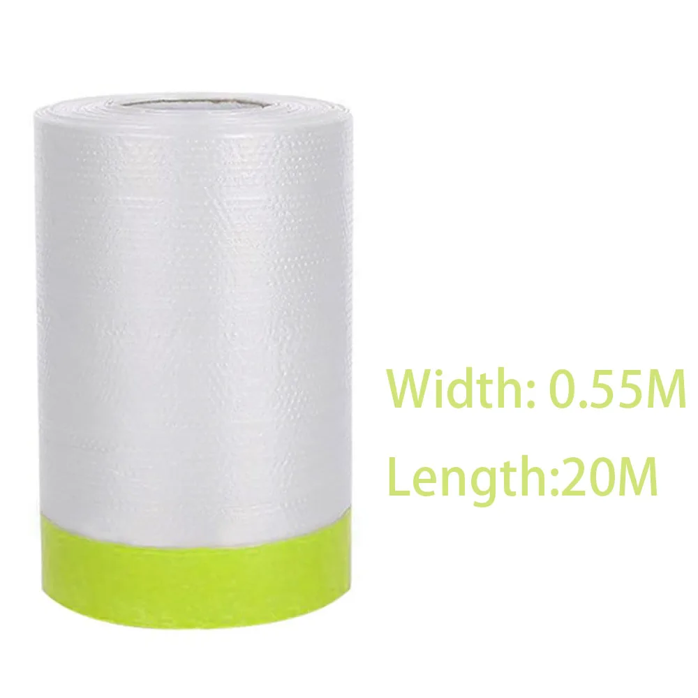 סרט מסיכה מוכן מראש ומכסה פלסטיק שקוף לשטיח רצפה מגן לרהיטים וציור ברכב