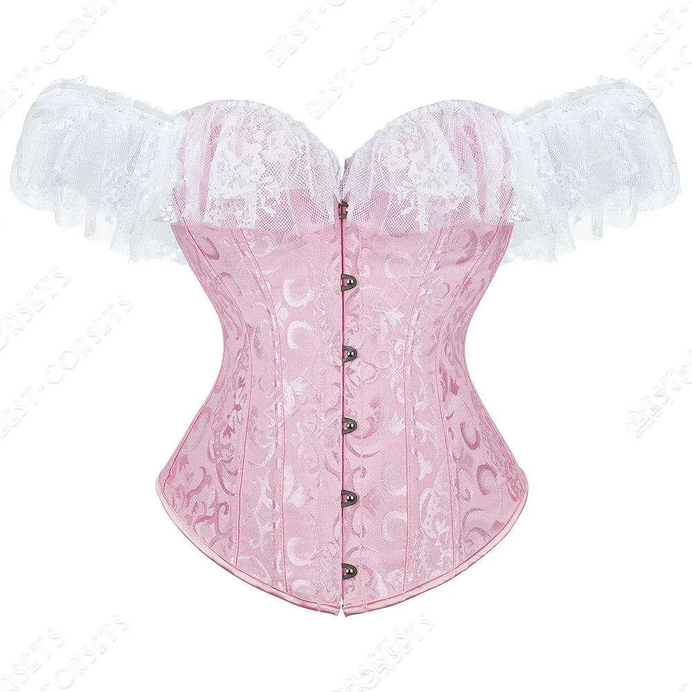 Sexy Pink Leopard & Lace Corset Bustier - Plus Size Gothic Floral Lingerie