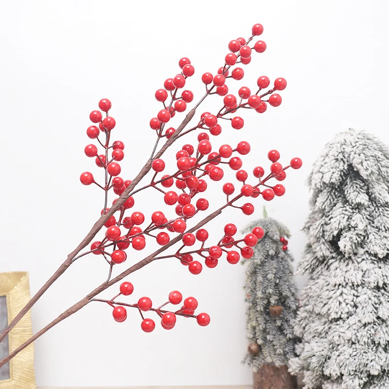 인공 레드 베리 부케, 크리스마스 장식, 가짜 꽃, 꽃병 홈 크리스마스 트리, Navidad 새해 장식, 액세서리 식물 