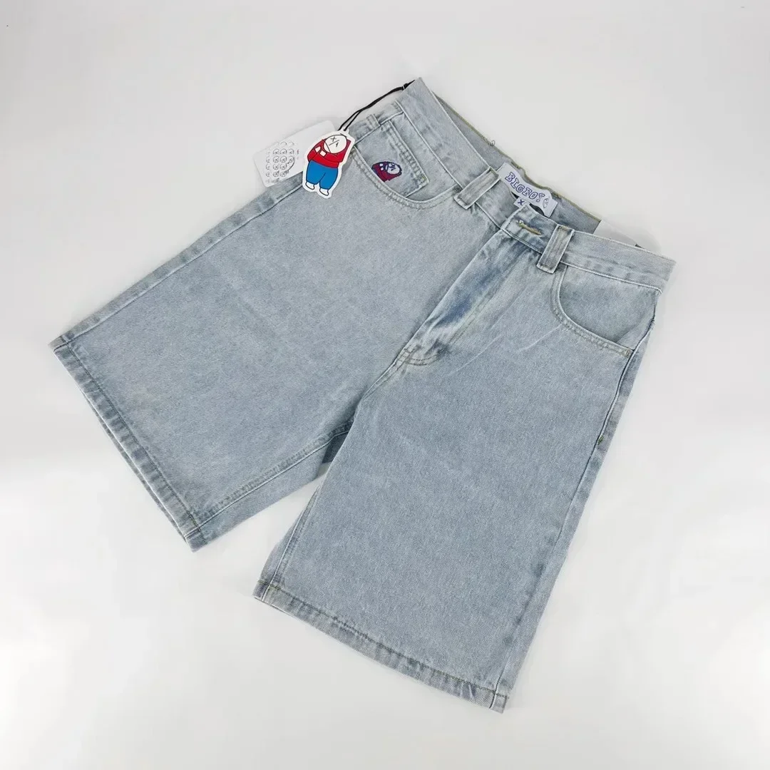 Harajuku Gym Basketball Shorts Men Big Boy Retro Hip Hop Cartoon Graphic Streetwear Denim Shorts Embroidery Baggy Jorts New 3