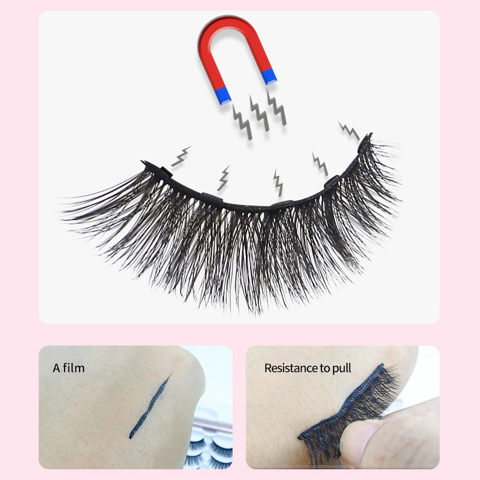 Magnetic Eyelashes With Eyeliner Kit 1Pair / Pack Reusable 3d Faux Mink Lashes No Glue magnetic lashes fake eyelashes