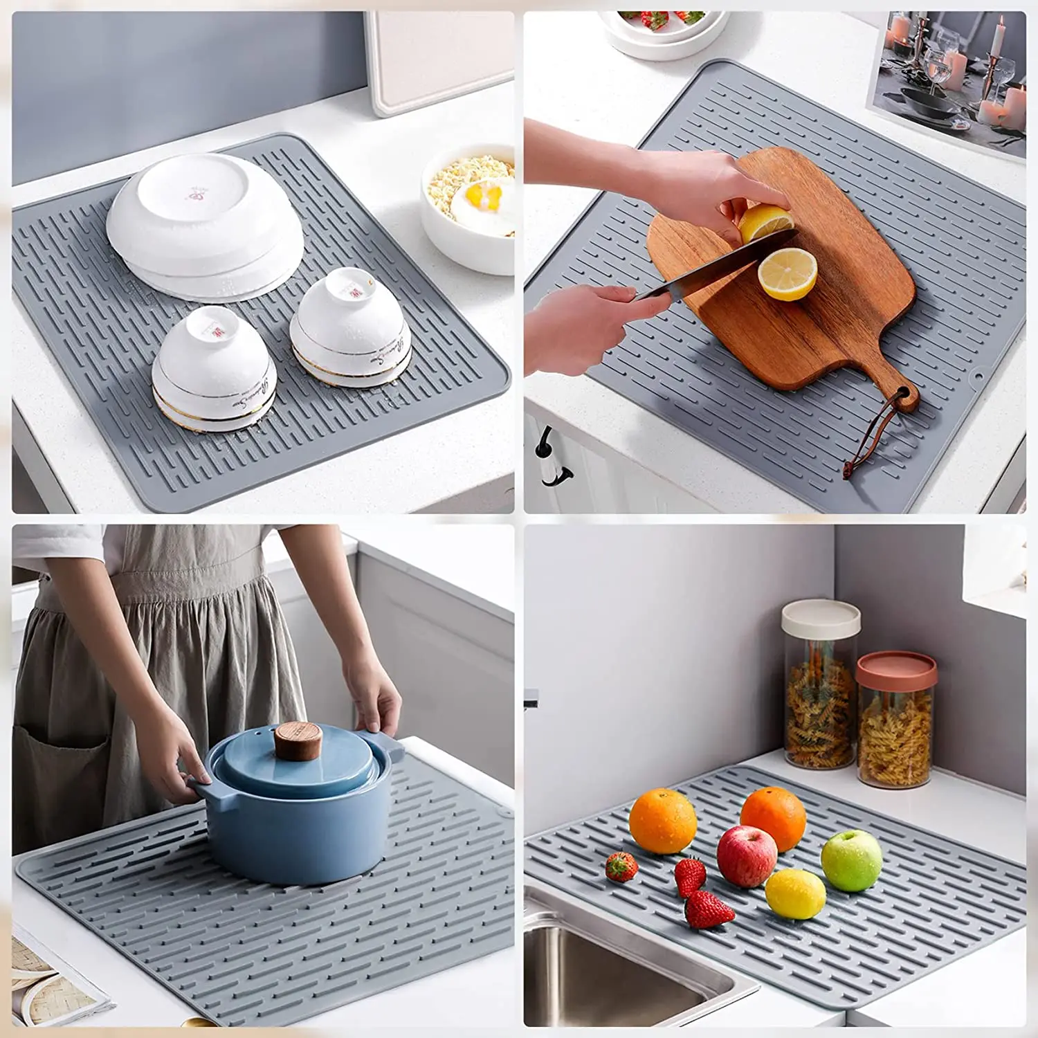 Dish Drying Mat Big Silicone Size Draine Mat Rotection Heat Resistant  Tableware Counter Top Mat Sink Non Slip Dish Draining Tool - AliExpress