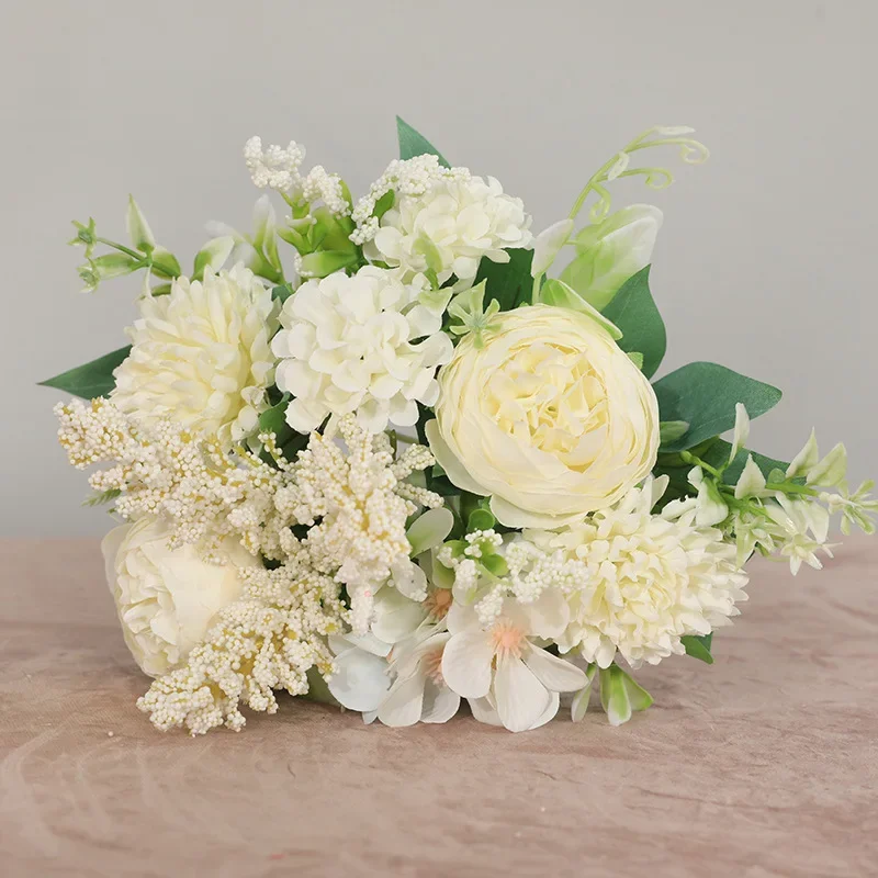 Bouquet Di Fiori Artificiali In Seta – 2 Pezzi, Finti Fiori Primaverili Bianchi E Rosa Per Decorazione E Sposa