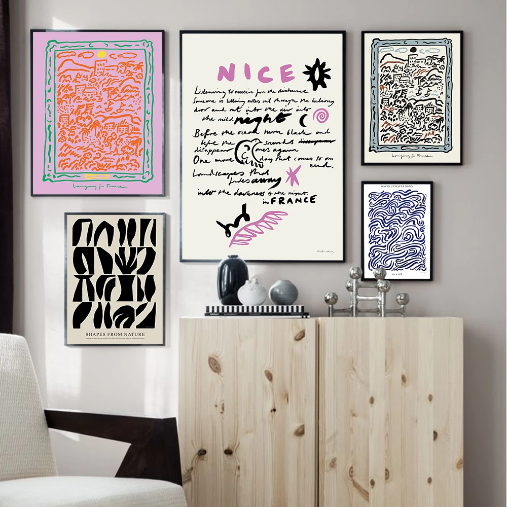 

Abstract Longing For France Wall Art Posters Canvas Painting Nice Quote Print Pictures for Living Room Interior Home Decoration