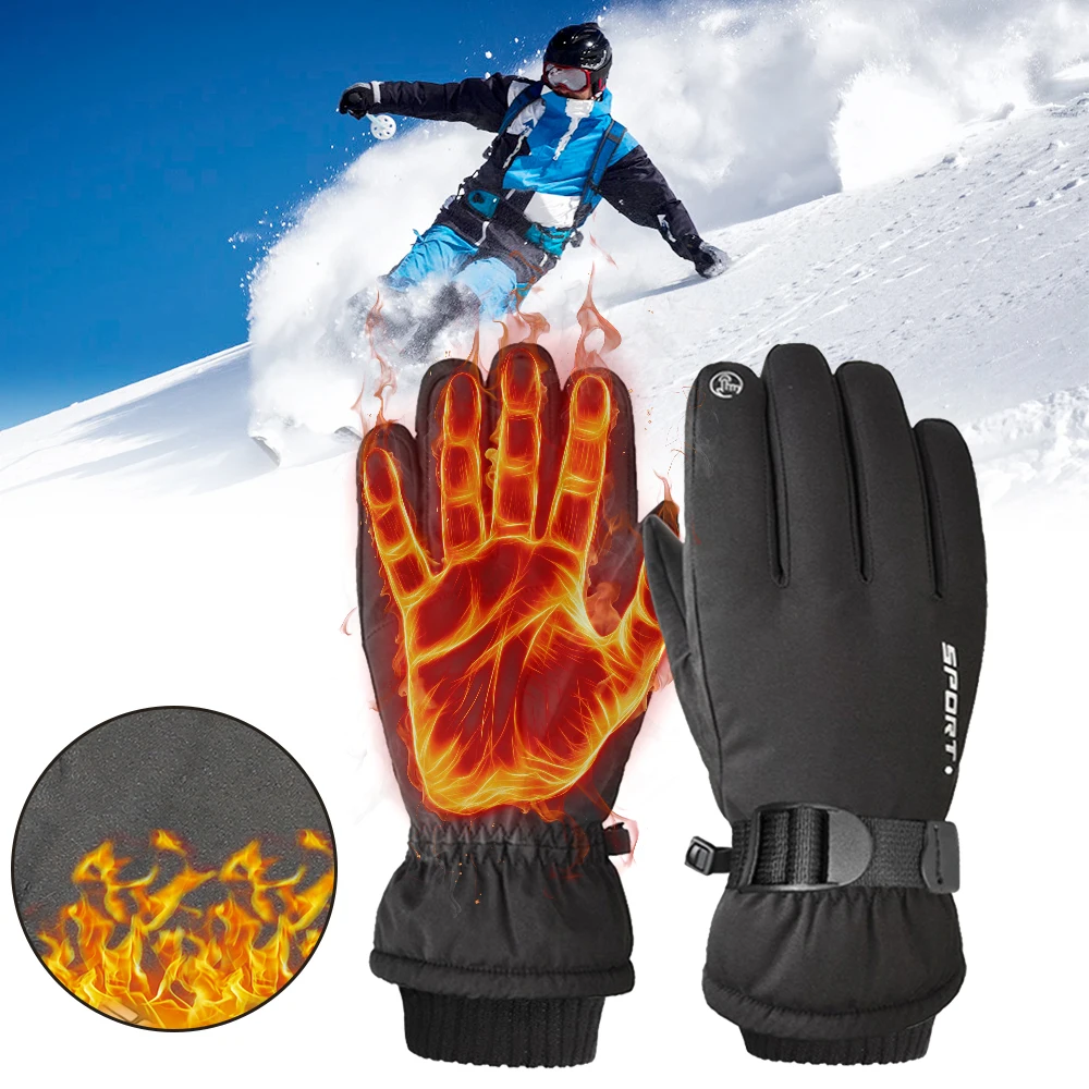 Guantes térmicos impermeables de invierno para hombres y mujeres, manoplas  de forro polar antideslizantes, dedos completos, pantalla táctil,  conducción al aire libre, ciclismo - AliExpress