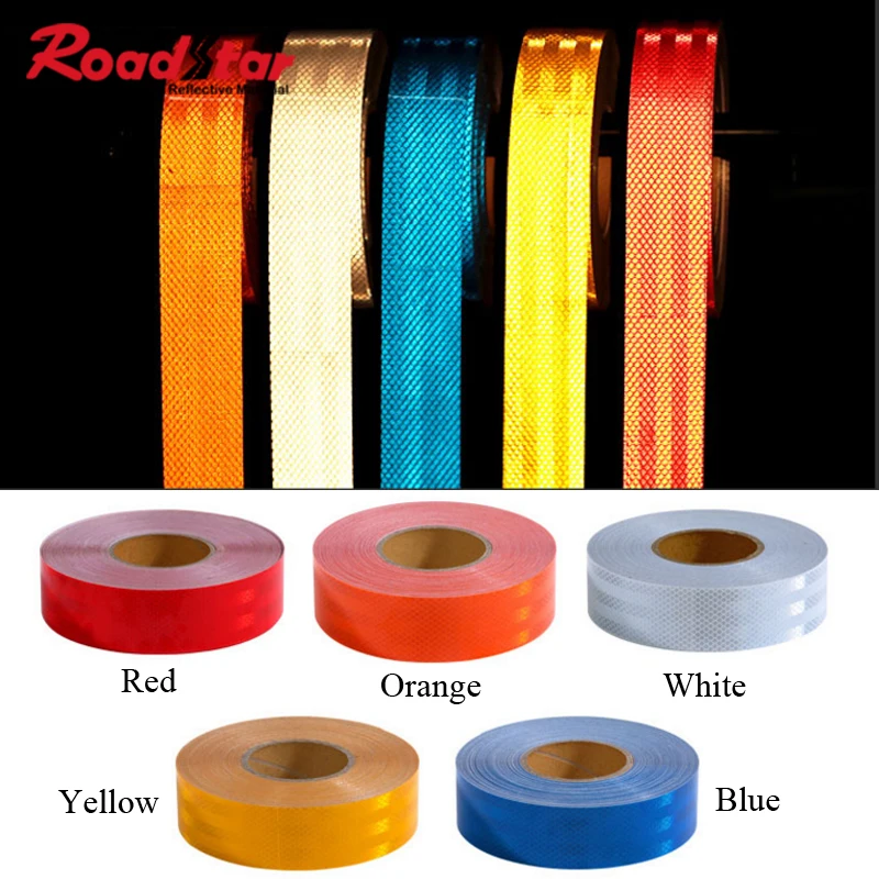 Roadstar 50mmX5m PET Reflective Strips Car Stickers Car-styling Motorcycle Decoration Automobiles Safety Warning Mark Tape roadstar 5cmx30m reflective tape stickers auto truck pickup safety reflective material film warning tape car styling decoration