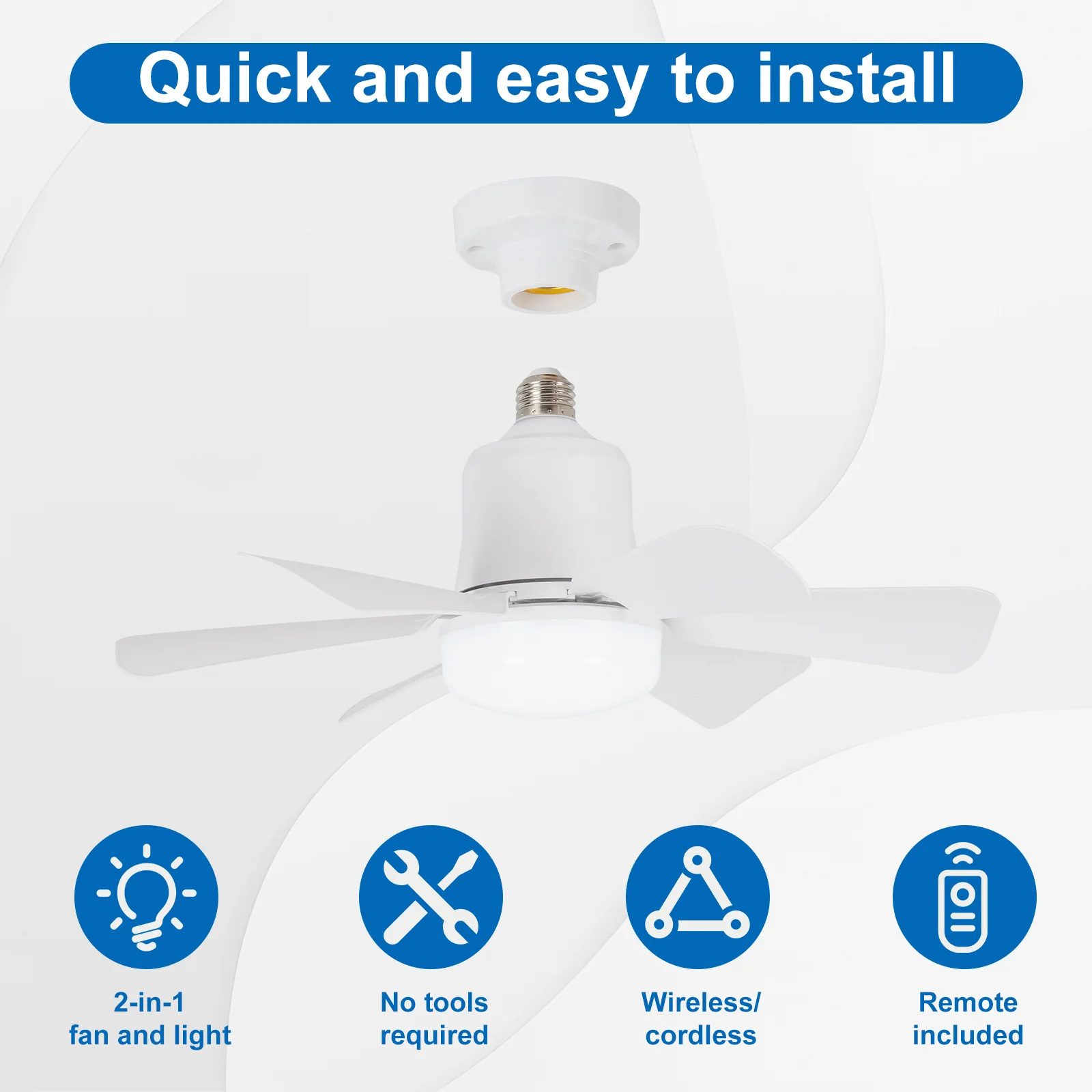 LED 30W ceiling fan light 16.5&rdquo; with remote control for dimming suitable for living room study household use 85-265V bulb