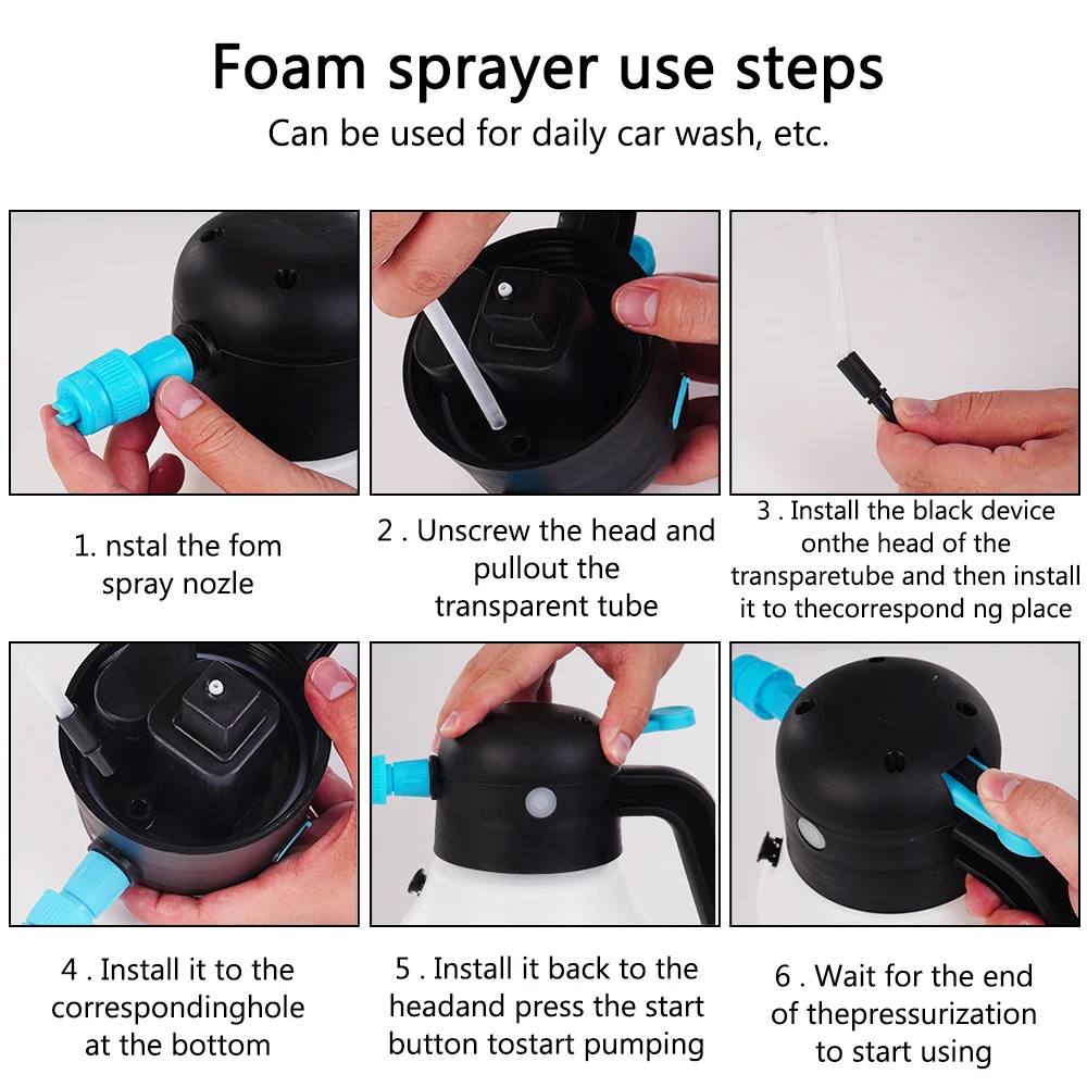 Bottle Watering Cans Foam Sprayer 1.8L Car Washing Foam Sprinkling Pot Manual Sprayer Electric Car Cleaning Bottle 4