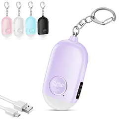 Ultra - Loud 130DB Personal Safety Alarm Keychain with LED Light (Purple)